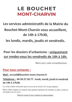 MODALITÉS D'ACCUEIL EN MAIRIE 
