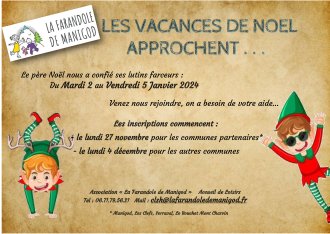 Association LA FARANDOLE : Inscriptions pour les vacances de Noël. 