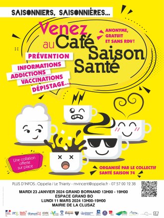 CAFE SAISON DES ARAVIS : 23/01/2024 au Grand-Bornand et 11/03/2024 à La Clusaz. 