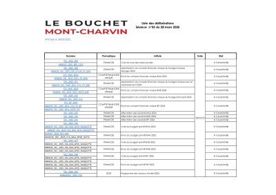 Liste des délibérations Affichage le 28/03/2025.